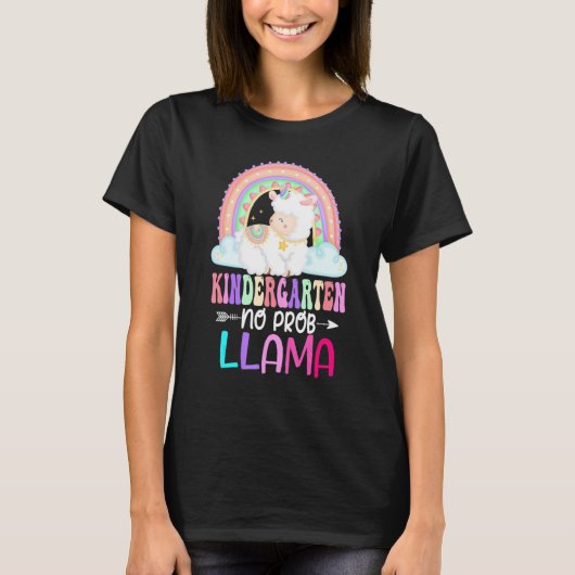 Rainbow Kindergarten No Prob Llama 100th Day of Sc Tシャツ (正面)