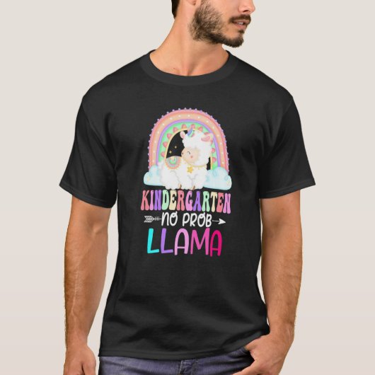 Rainbow Kindergarten No Prob Llama 100th Day of Sc Tシャツ (正面)
