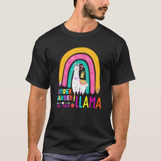 Rainbow Kindergarten No Prob Llama 100th Day of Sc Tシャツ (正面)