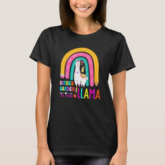Rainbow Kindergarten No Prob Llama 100th Day of Sc Tシャツ (正面)