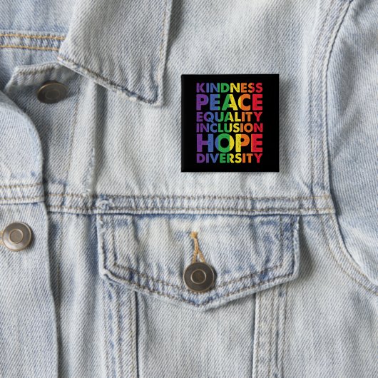 Rainbow Kindness Peace Equality Inclusion Hope  缶バッジ (インサイチュ)