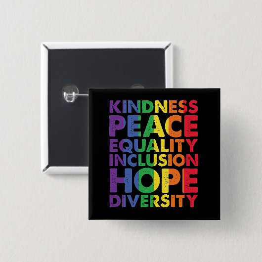 Rainbow Kindness Peace Equality Inclusion Hope  缶バッジ (正面&裏面)
