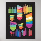 Rainbow Kitchen Mid Century Modern Black Pop Art ポスター (正面)