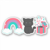 Rainbow Kitten Surprise Icon Sticker | Pink Purple シール (正面)