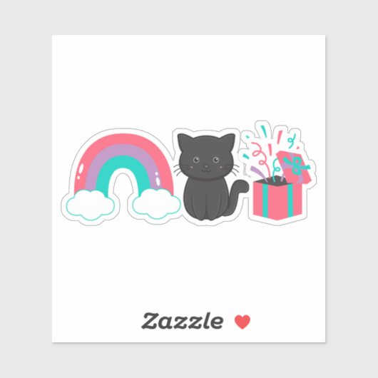 Rainbow Kitten Surprise Icon Sticker | Pink Purple シール (シート)