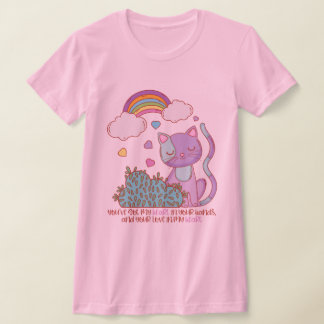 Rainbow Kitten with Heart Lyrics on Women's Tee Tシャツ