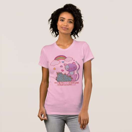 Rainbow Kitten with Heart Lyrics on Women's Tee Tシャツ (正面フル)