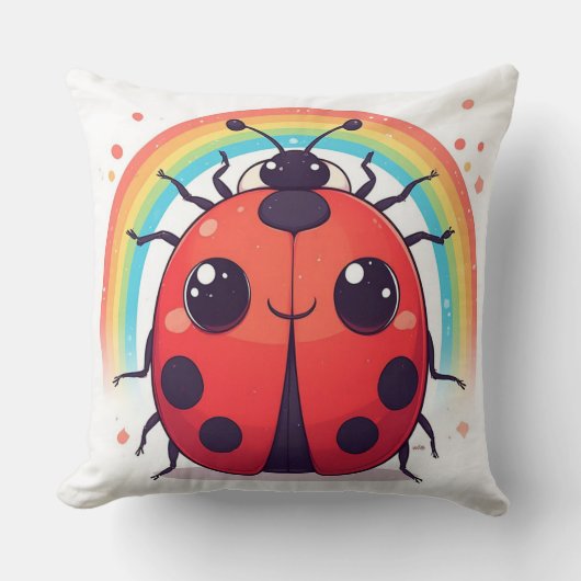 Rainbow Ladybug Soft Kids Decor クッション (正面)