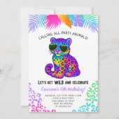 Rainbow Leopard Party Animals Birthday Invitation 招待状 (正面)