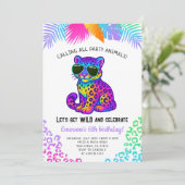 Rainbow Leopard Party Animals Birthday Invitation 招待状 (スタンド正面)