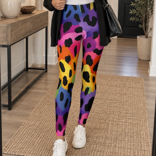 Rainbow Leopard Print レギンス