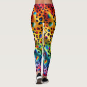 Rainbow Leopard Print Leggings | Bold Colorful レギンス (裏面)