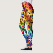 Rainbow Leopard Print Leggings | Bold Colorful レギンス (左)