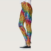 Rainbow Leopard Print Leggings | Bold Colorful レギンス (左)