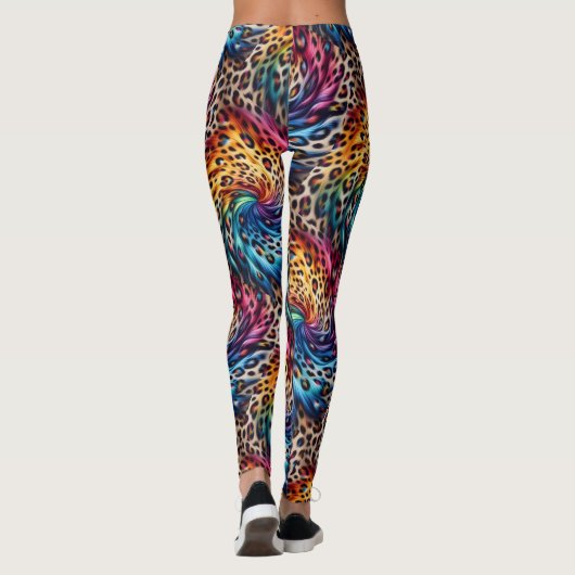Rainbow Leopard Print Leggings | Bold Colorful レギンス (裏面)