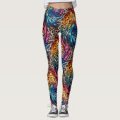 Rainbow Leopard Print Leggings | Bold Colorful レギンス (正面)