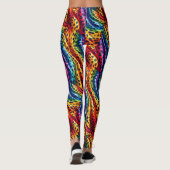 Rainbow Leopard Print Leggings | Bold Colorful レギンス (裏面)
