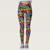 Rainbow Leopard Print Leggings | Psychedelic レギンス (正面)