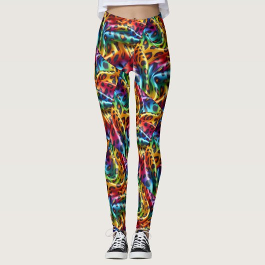 Rainbow Leopard Print Leggings | Psychedelic レギンス (正面)