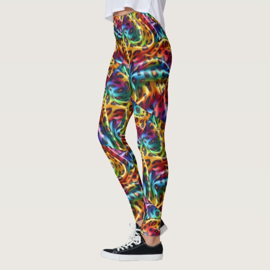 Rainbow Leopard Print Leggings | Psychedelic レギンス (左)