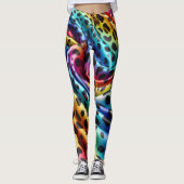 Rainbow Leopard Print Leggings | Psychedelic レギンス (正面)