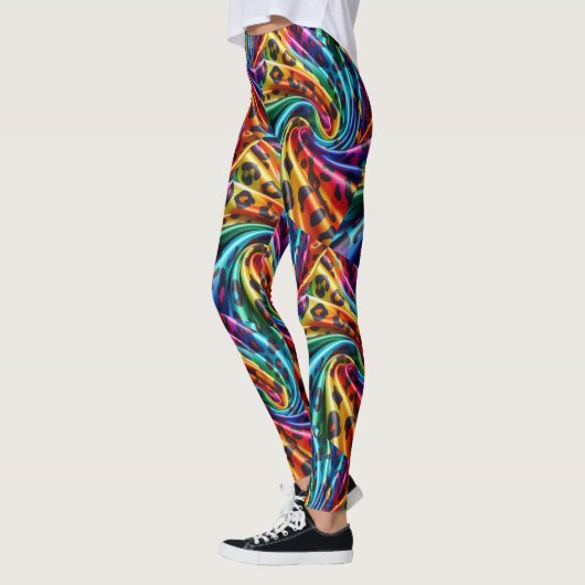 Rainbow Leopard Print Leggings | Psychedelic レギンス (左)