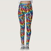 Rainbow Leopard Print Leggings | Psychedelic レギンス (正面)