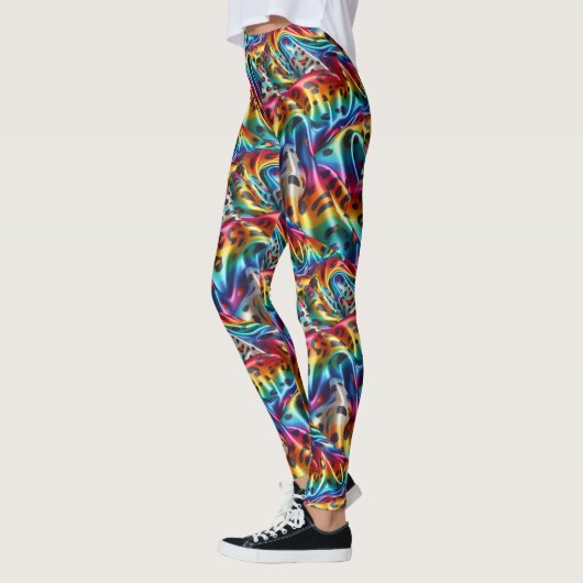 Rainbow Leopard Print Leggings | Psychedelic レギンス (左)