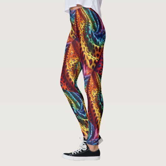 Rainbow Leopard Print Leggings | Psychedelic レギンス (左)