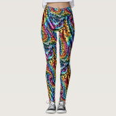 Rainbow Leopard Print Leggings | Psychedelic レギンス (正面)