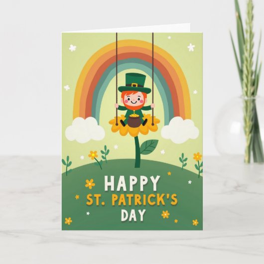 Rainbow Leprechaun Flower Card カード (正面)