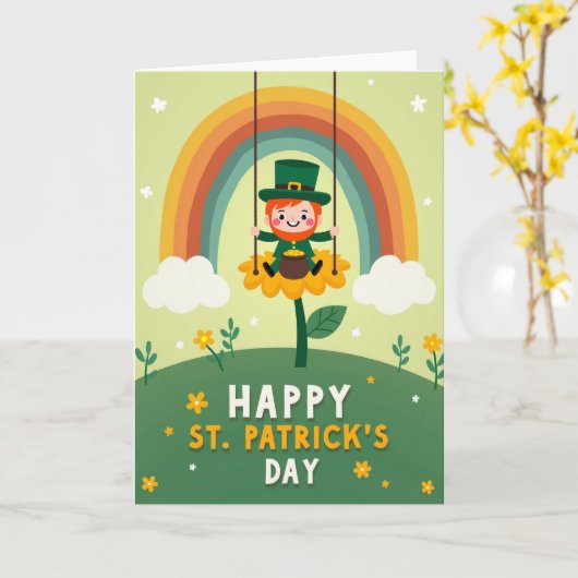 Rainbow Leprechaun Flower Card カード (黄色い花)