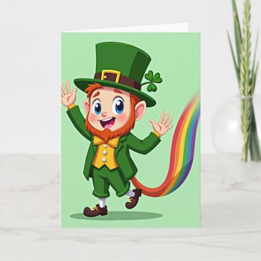 Rainbow Leprechaun Joy Card カード (正面)