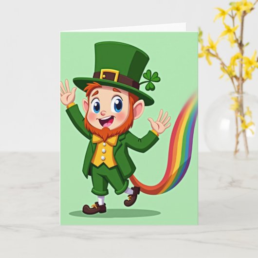 Rainbow Leprechaun Joy Card カード (黄色い花)