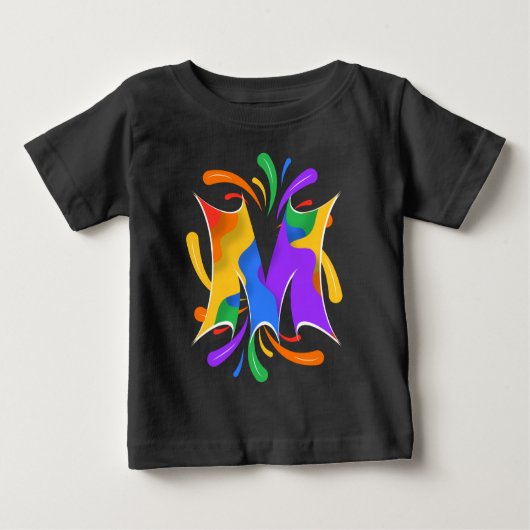 Rainbow Letter M Monogram Abstract ベビーTシャツ (正面)