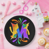 Rainbow Letter M Monogram Abstract ペーパープレート (パーティー)