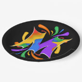 Rainbow Letter M Monogram Abstract ペーパープレート (アングル)