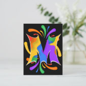 Rainbow Letter M Monogram Abstract ポストカード (スタンド正面)