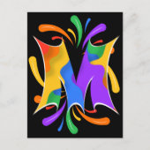 Rainbow Letter M Monogram Abstract ポストカード (正面)