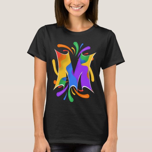 Rainbow Letter M Monogram Abstract Tシャツ (正面)
