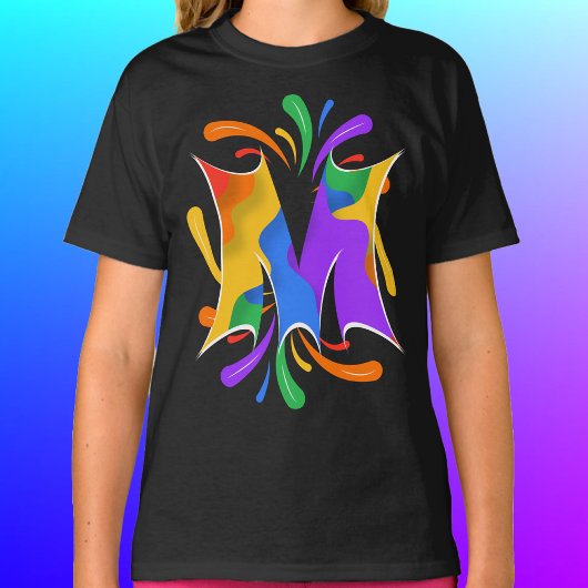 Rainbow Letter M Monogram Abstract Tシャツ