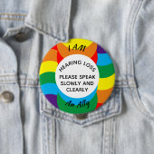 Rainbow LGBT+  Ally Geometric Hard of Hearing 缶バッジ (インサイチュ)