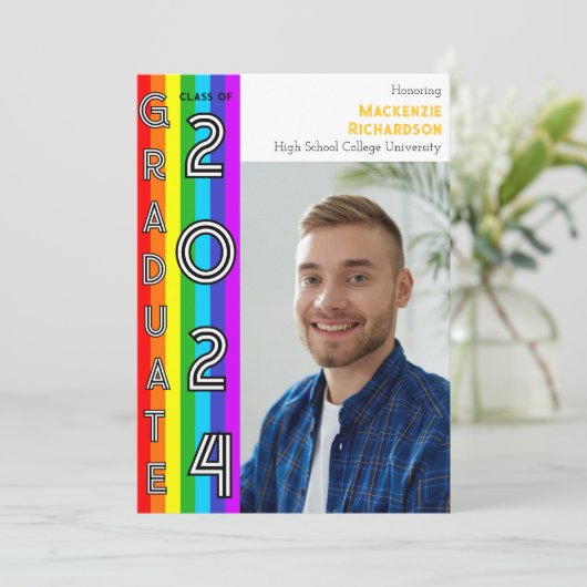Rainbow LGBT Graduation Party Photo 招待状 (スタンド正面)