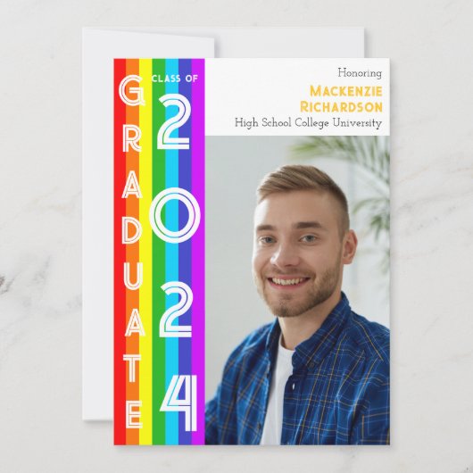 Rainbow LGBT Graduation Party Photo 招待状 (正面)