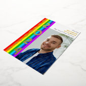 Rainbow LGBT Graduation Party Photo Gold 箔招待状 (回転した状態)