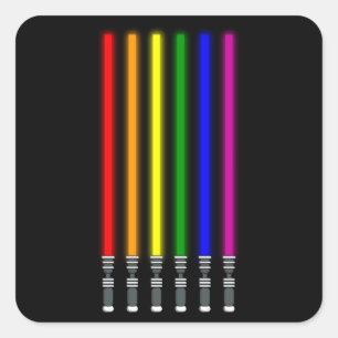 RAINBOW LIGHTSABER LGBTプライド月LGBTQレインボー スクエアシール