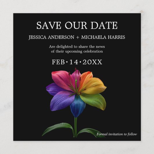 🌈 Rainbow Lily Save the Date — Square セーブザデート (正面)
