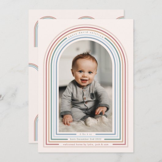 Rainbow Line Arch Birth Announcement 招待状 (正面/裏面)