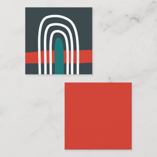 Rainbow line art, abstract boho design スクエア名刺 (正面/裏面)