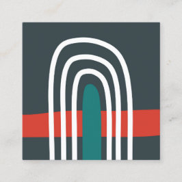 Rainbow line art, abstract boho design スクエア名刺